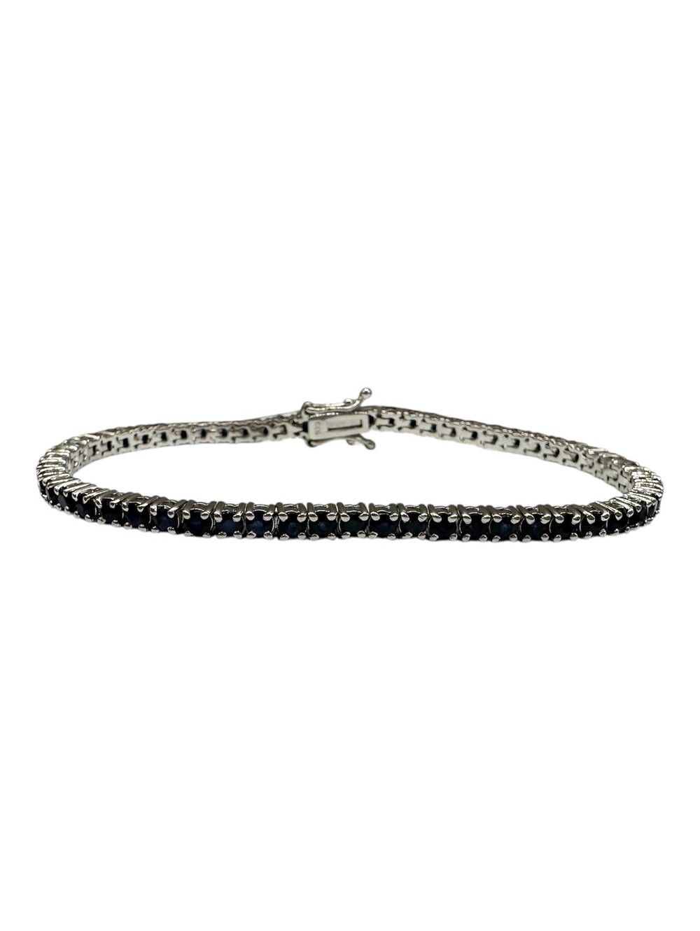 Blue Sapphire Tennis Bracelet Sterling Silver 3mm 7.5in New